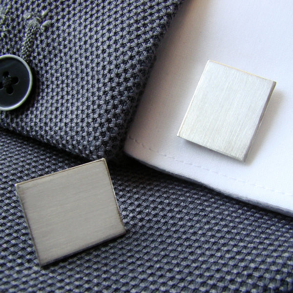 Zilveren Manchetknopen Rechthoek met uw Familiewapen gravure - Sterling Zilver