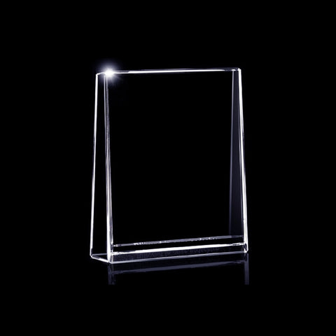 Glasgeschenk Rechthoek verticaal schuin - 60x80x24/12 mm - inclusief gravure naar keuze