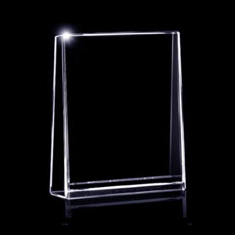 Glasgeschenk Rechthoek verticaal schuin - 80x105x30/15 mm - inclusief gravure naar keuze