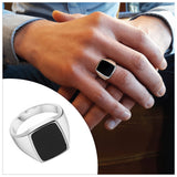 Zegelring Echt Zilver - Zwarte Onyx - Rechthoek