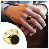 Zegelring 14 Karaat Geelgoud - Zwarte Onyx