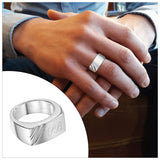Ring Echt zilver - diagonale lijnen - Lettergravure