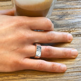 Ring Zilver gematteerd met lijnen - Zirkonia