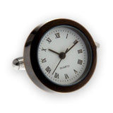Manchetknopen Romeins Horloge Zwart (Echt werkend)