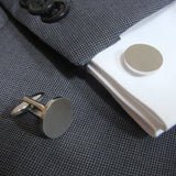 Manchetknopen Rond mat met Monogram gravure- Zilverkleurig