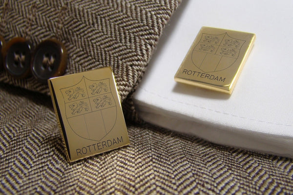 Manchetknopen Stadswapen Rotterdam Gegraveerd - Keuze uit goud- of zilverkleurig
