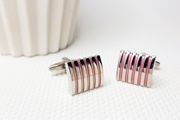 Manchetknopen Roze met Zilverkleurige details