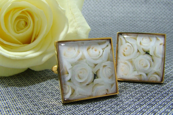 Manchetknopen Rozen Wit