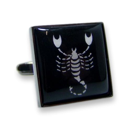 Manchetknoop Sterrenbeeld Schorpioen zwart-wit (PER STUK)