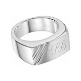 Ring Echt zilver - diagonale lijnen - Lettergravure