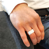 Ring Echt zilver - diagonale lijnen - Lettergravure