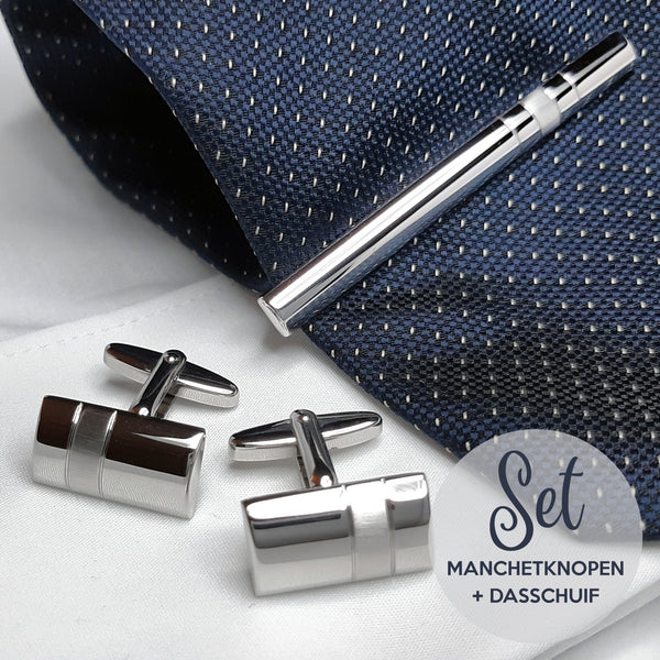 Manchetknopen en Dasschuif Echt Zilver - Gebold