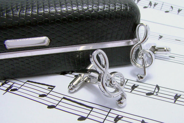 Manchetknopen G-sleutel Zilverkleurig