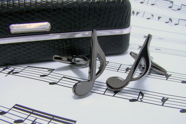 Manchetknopen Muzieknoot Antraciet