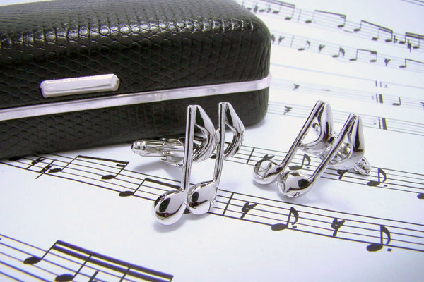 Manchetknopen Muzieknoot Zilverkleurig