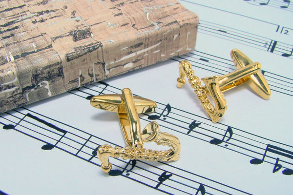 Manchetknopen Saxofoon Goudkleurig