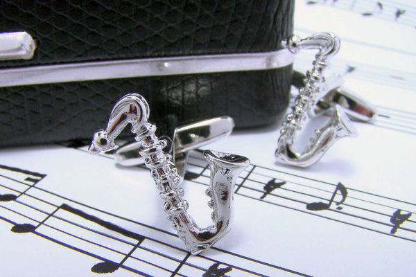 Manchetknopen Saxofoon Zilverkleurig
