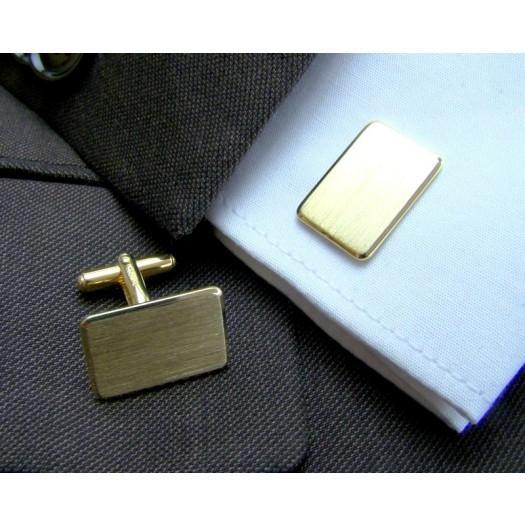 Op aanvraag - Gouden Manchetknopen Rechthoek met Monogram gravure - 14K Geelgoud