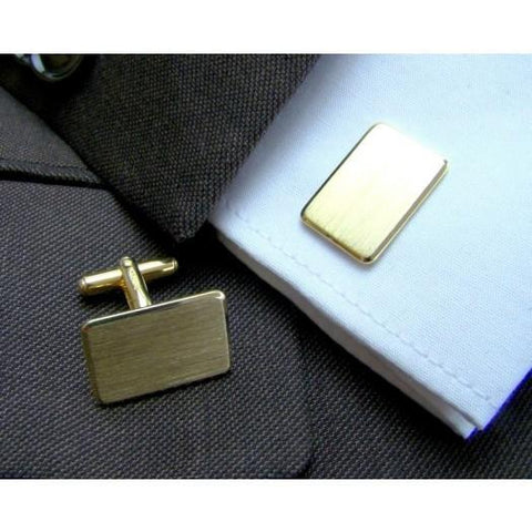 Gouden Manchetknopen Rechthoek met Logo - 14K Geelgoud