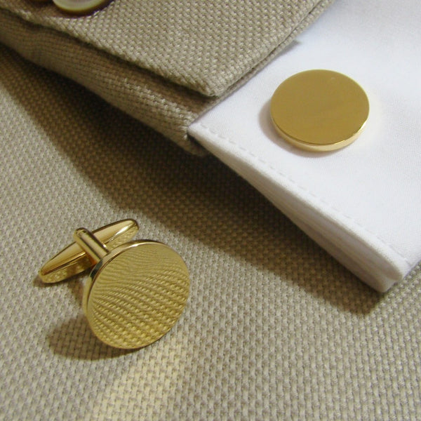 Manchetknopen Rond Glans met Logogravure - Goudkleurig -