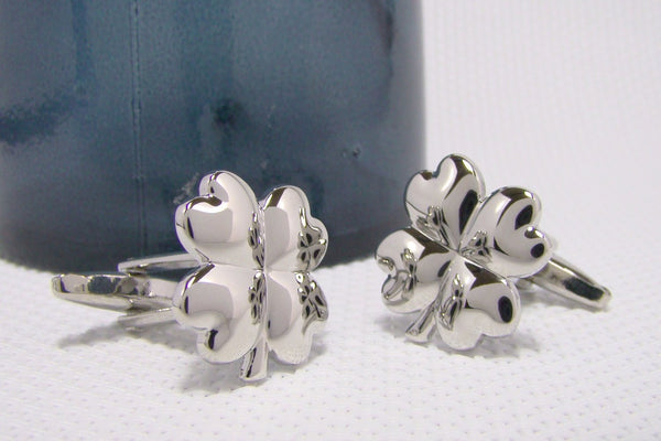 Manchetknopen Klavertje 4 zilver