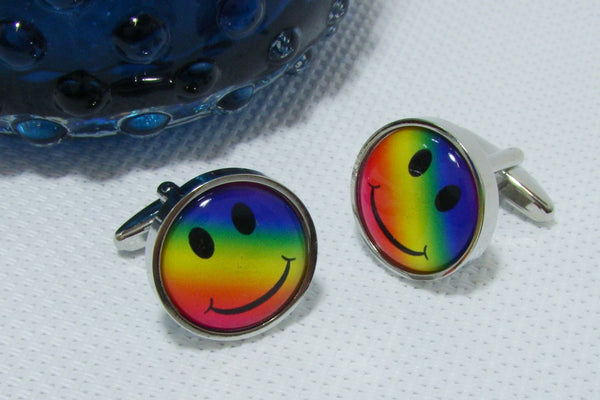 Manchetknopen Smiley Regenboog