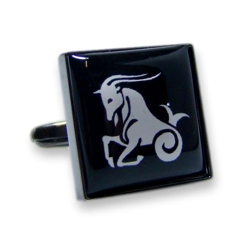 Manchetknoop Sterrenbeeld Steenbok zwart-wit (PER STUK)