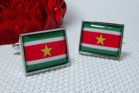 Manchetknopen vlag Suriname in kleur