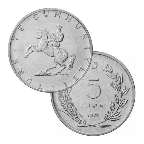Zilveren Sleutelhanger met 5 Lira 1975 Turkije