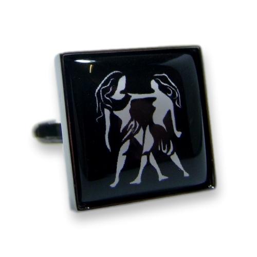 Manchetknoop Sterrenbeeld Tweeling zwart-wit (PER STUK)