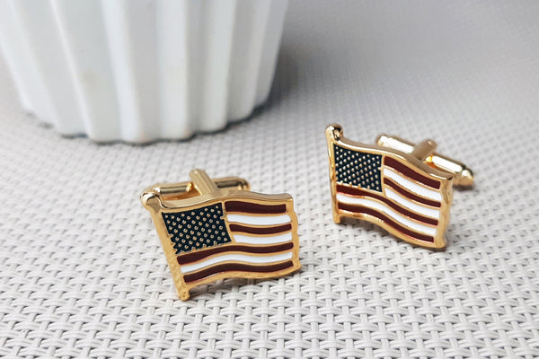 Manchetknopen Amerikaanse vlag - Goudkleurig