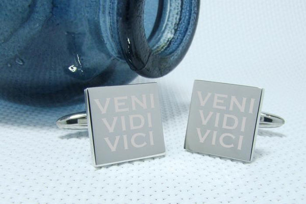 Manchetknopen Veni Vidi Vici gegraveerd - Persoonlijk Cadeau