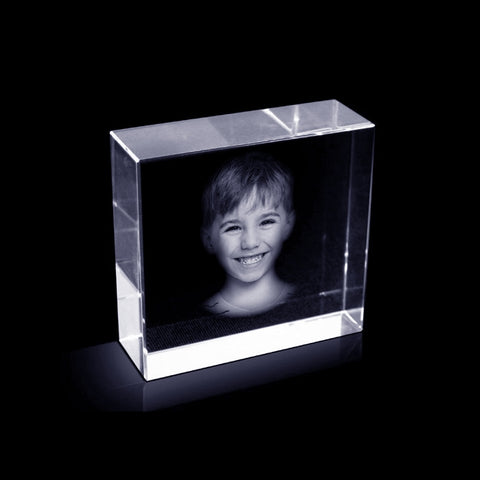 Glasgeschenk Vierkant - 70x70x25 mm - inclusief gravure naar keuze