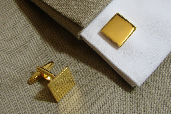 Tijdelijk uitverkocht - Manchetknopen Classic Vierkant Goudkleurig Glans