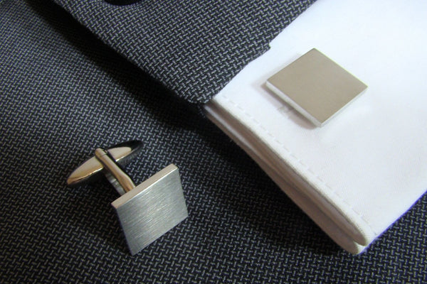 Manchetknopen Vierkant gematteerd - Zilverkleurig