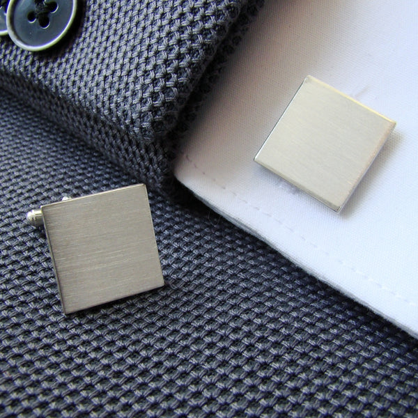 Zilveren Manchetknopen Vierkant met uw Familiewapen gravure - Sterling Zilver