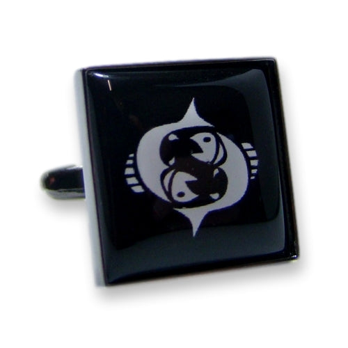 Manchetknoop Sterrenbeeld Vissen zwart-wit (PER STUK)