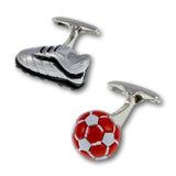 Manchetknopen Voetbalschoen en Bal Rood Wit
