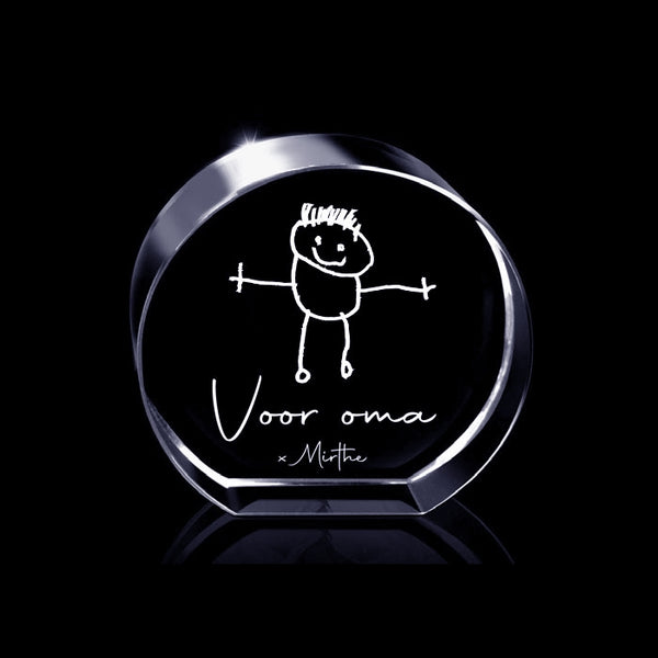 Glasgeschenk Rond - 70x64x32 mm - met gravure naar keuze