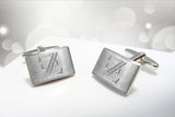Zilveren Manchetknopen Gebold Rechthoek met Logogravure - Sterling Zilver