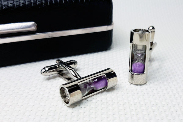 Manchetknopen Zandloper Paars (echt werkend)