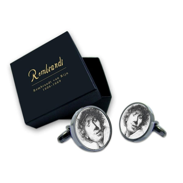 Kunst Manchetknopen Rembrandt van Rijn - Zelfportret met baret en opengesperde ogen