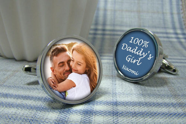 Manchetknopen eigen foto en tekst - Rond Zilverkleurig