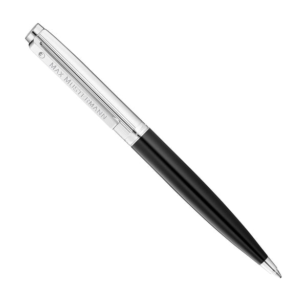 Waldmann Tuscany Balpen - 925/1000 Zilver - Hoogglans Zwart - Inclusief gravure